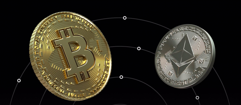 Representación de bitcoin y ethereum