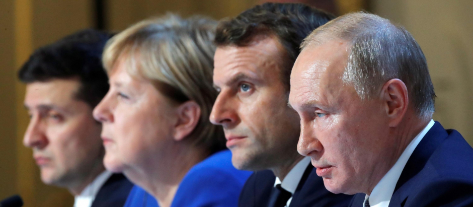 Zelenski, Merkel, Macron y Putin en el Foro de Normandía de 2019