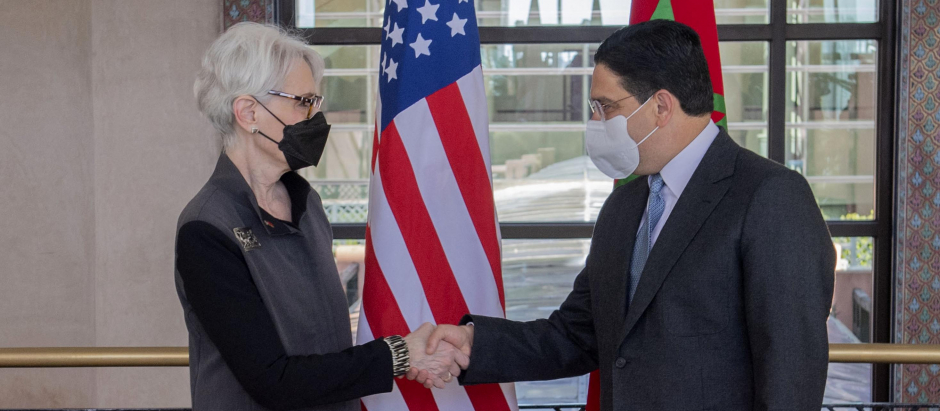 El ministro de Asuntos Exteriores marroquí, Nasser Bourita, recibe a la secretaria de Estado de EE.UU., Wendy Sherman, este martes