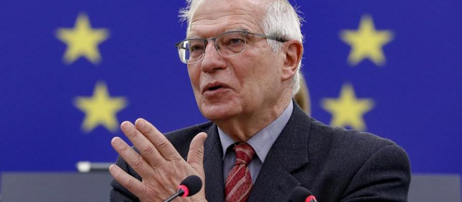 Josep Borrell durante su intervención en Estrasburgo