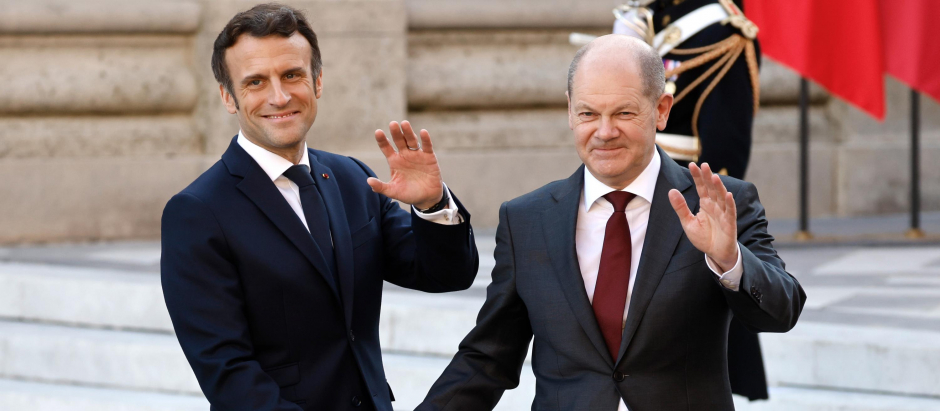 Emmanuel Macron, presidente de Francia y Olaf Scholz primer ministro Alemán