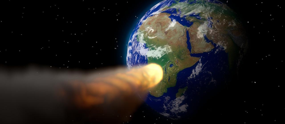 Recreación de un asteroide acercándose a la Tierra