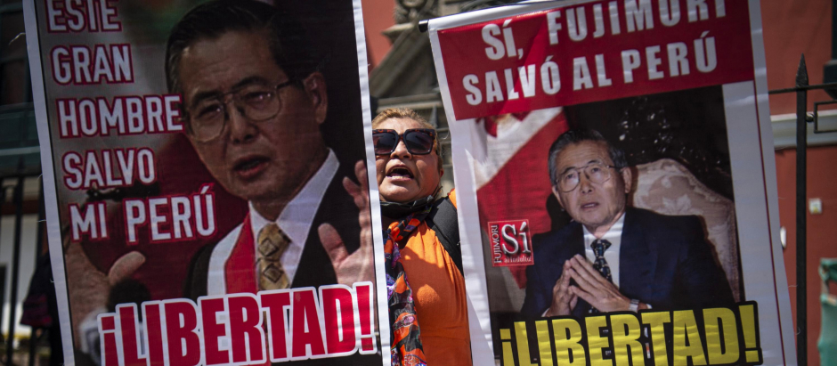 Partidarios del expresidente Alberto Fujimori en Lima