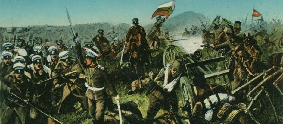 Una postal búlgara que representa la batalla de Lule Burgas
