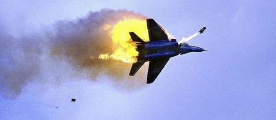 Avión de combate ruso derribado en Ucrania