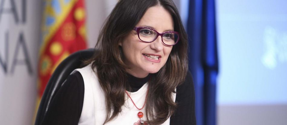 Mónica Oltra, vicepresidenta de la Generalitat valenciana, en rueda de prensa posterior al pleno del Consell de 1 de abril de 2016