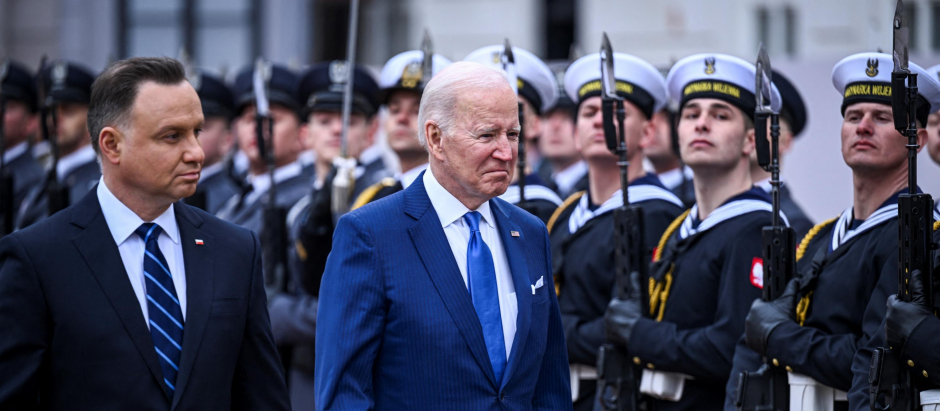El presidente de los Estados Unidos, Joe Biden (D), y el presidente de Polonia, Andrzej Duda