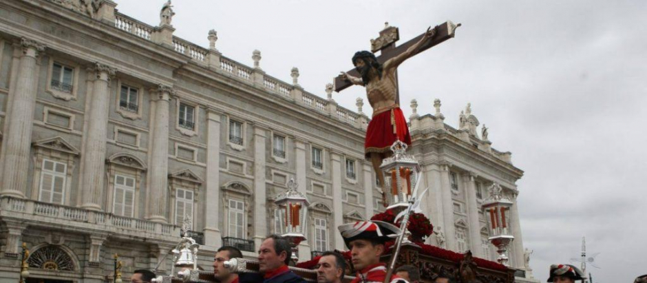 Cristo de los Alabarderos durante su procesión en Madrid