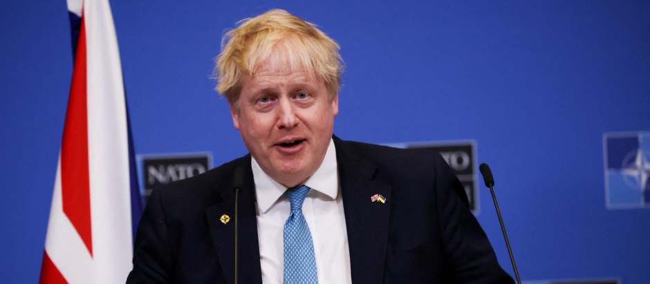 Boris Johnson, durante una rueda de prensa posterior a la cumbre de la OTAN del pasado jueves