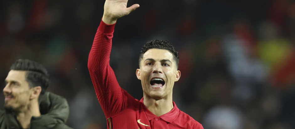 Cristiano Ronaldo celebra la clasificación de Portugal para el Mundial de Qatar