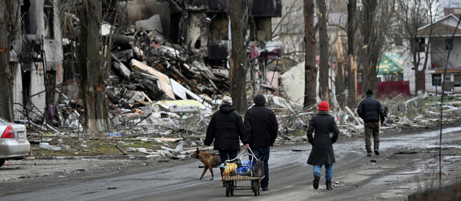 Destrucción en Borodianka Ucrania
