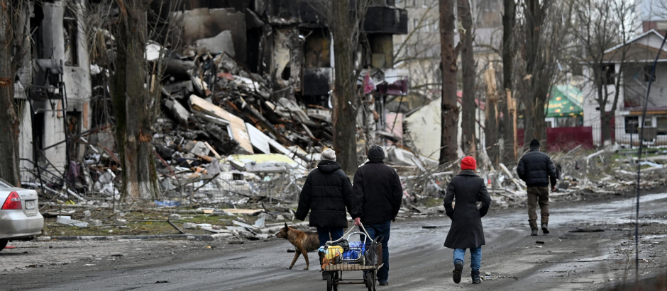 Destrucción en la ciudad de Borodianka, al noroeste de Kiev