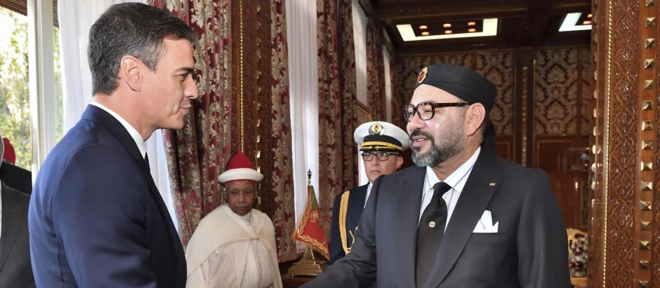 Pedro Sánchez y el Rey Mohamed VI de Marruecos