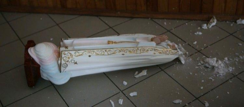 Imagen de la Virgen destruida en el seminario de Kiev