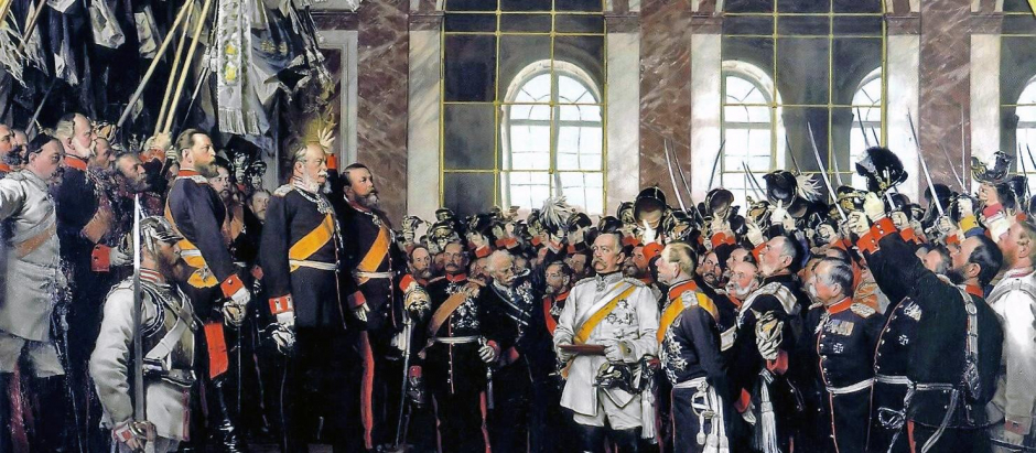 El Imperio alemán, y Guillermo I como su káiser, es proclamado en el palacio de Versalles