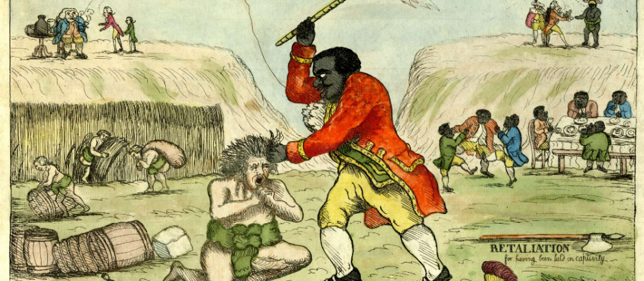Dibujo satírico sobre el abolicionismo, de William Dent (1789), en el Museo Británico