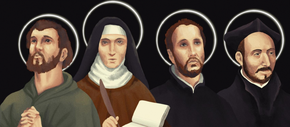Isidro labrador, Teresa de Jesús, Ignacio de Loyola y Francisco Javier, los grandes contrarreformistas