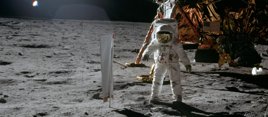 Buzz Aldrin, sobre la superficie de la Luna en 1969