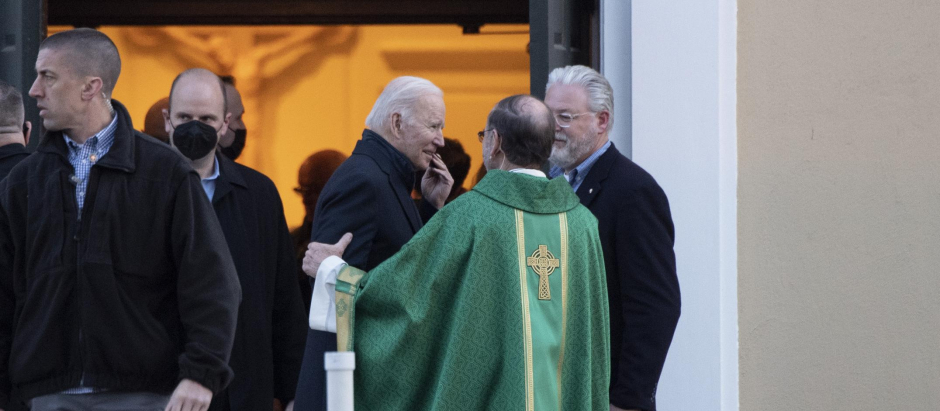 Joe Biden, a la salida de la iglesia de San José en Wilmington, Delaware el pasado mes de febrero