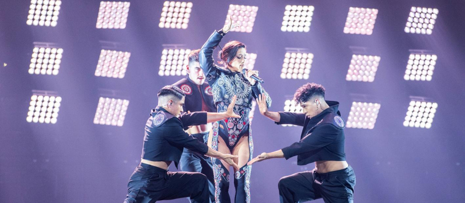 Chanel, en un momento de su primer ensayo en el Festival de Eurovisión 2022