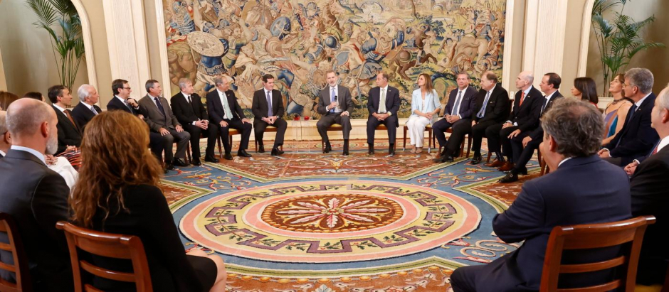 Audiencia del Rey Felipe VI con empresarios chilenos en el Palacio de la Zarzuela