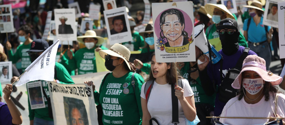 Manifestación en Ciudad de México para exigir la búsqueda de las personas desaparecidas