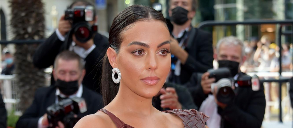 Georgina Rodriguez at the premiere of the film 'France' at the 74th international film festival, Cannes, southern France, Thursday, July 15, 2021.