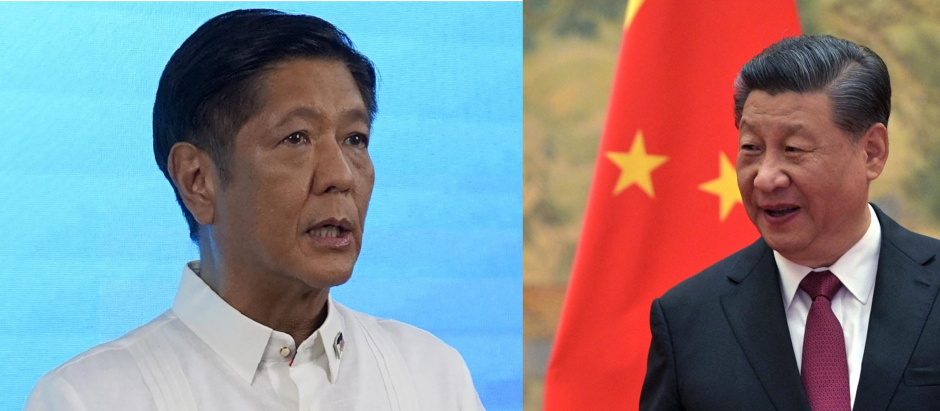 Ferdinand Marcos Jr. presidente electo de Filipinas y el presidente chino Xi Jinping (D)