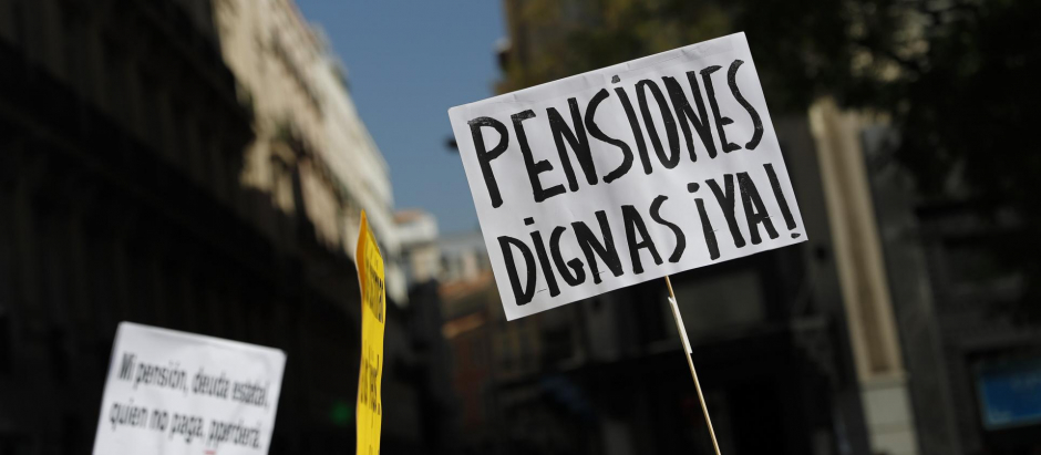 Protesta sobre la cuantía de las pensiones en Madrid