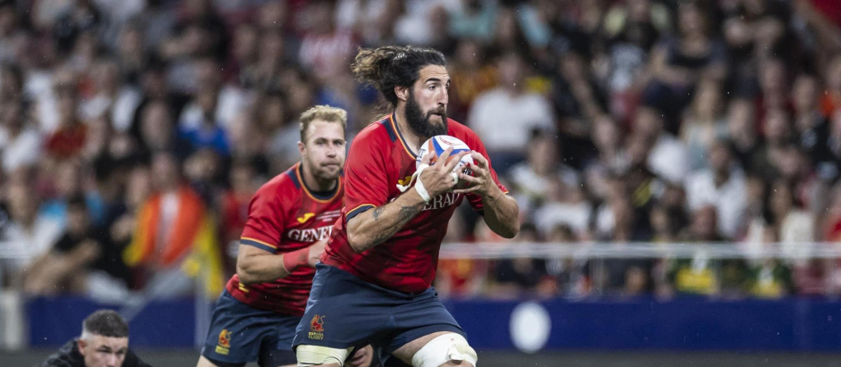 Un momento del partido amistoso de rugby entre España y los All Blacks