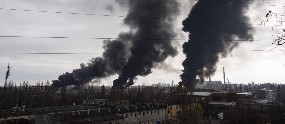 Imagen de archivo de un bombardeo ruso sobre la ciudad portuaria de Odesa