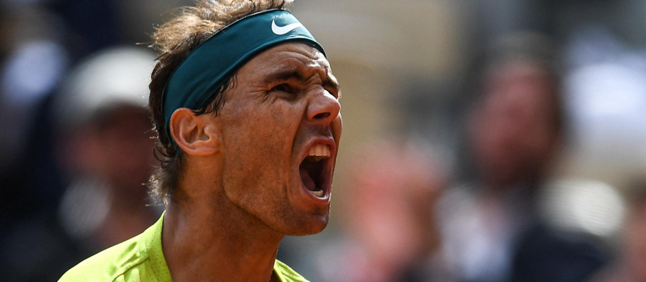 Rafael Nadal celebra un punto contra Auger-Aliassime