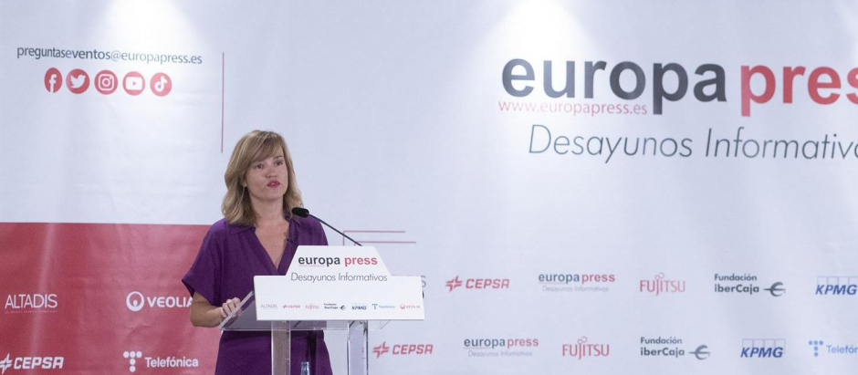 Pilar Alegría, ministra de Educación, en el desayuno informativo de Europa Press