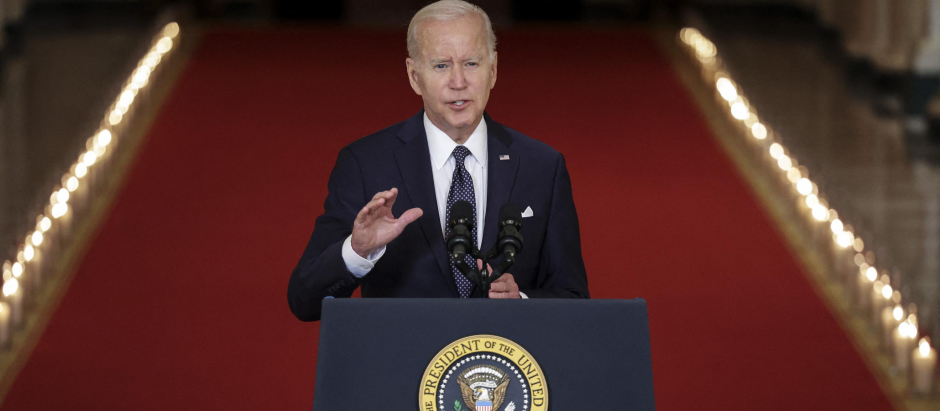 Joe Biden presidente de Estados Unidos durante un discurso sobre el control de armas