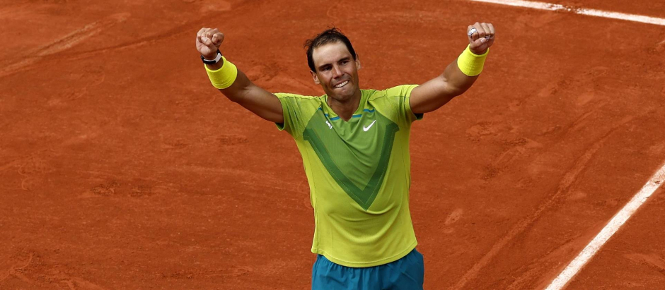 Rafa Nadal celebra su victoria en Roland Garros este domingo.