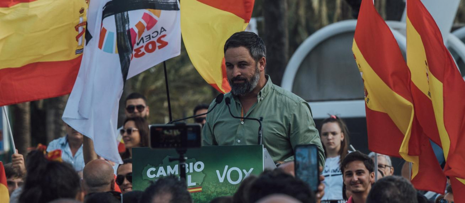 Santiago Abascal, durante un acto de precampaña electoral en Almería
