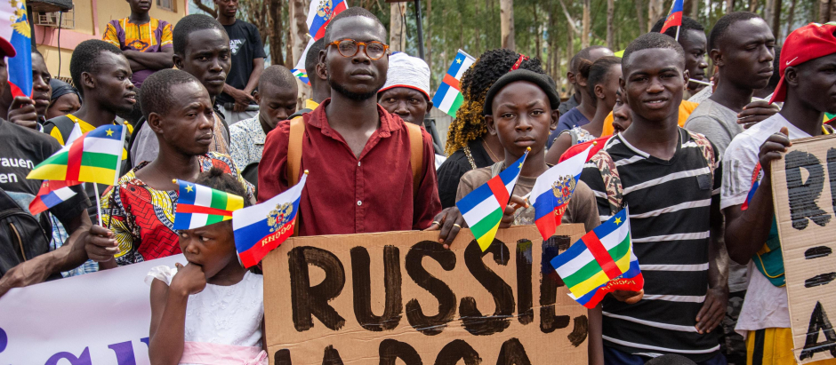 Una manifestación prorrusa en Bangui, República Centroafricana, en marzo pasado