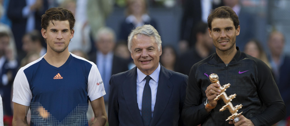Rafa Nadal, ganador del Mutua Madrid Open en 2017 venciendo a Dominic Thiem en la final