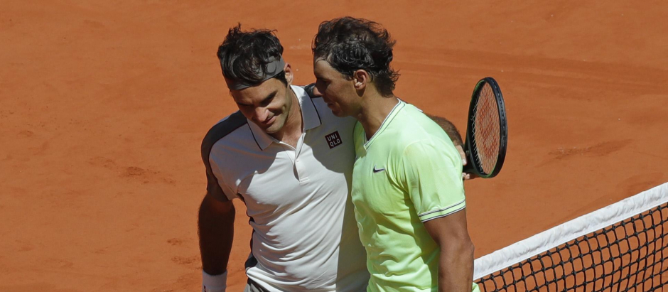 Roger Federer y Rafa Nadal en un partido del año 2019