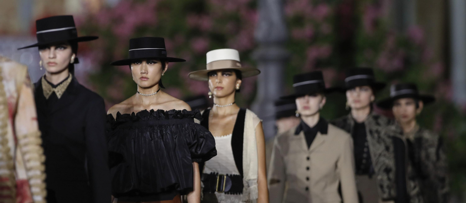 Models wear creations as part of the Dior Cruise fashion collection presented in Seville, Spain, Thursday, June 16, 2022.  *** Local Caption *** .