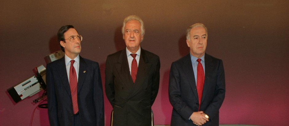 Santiago Gómez Pintado, a la derecha, en las elecciones de 1995 junto a Florentino Pérez y Ramón Mendoza