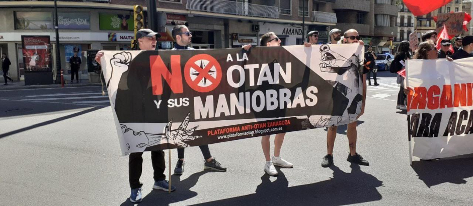Concentración contra la OTAN en Zaragoza el pasado 3 de mayo