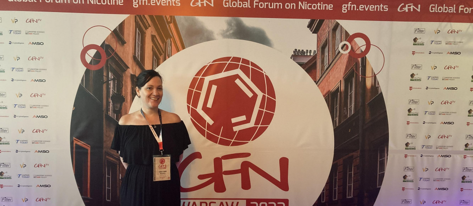 Lindsey Strout, durante el Foro Global de la Nicotina celebrado en Varsovia