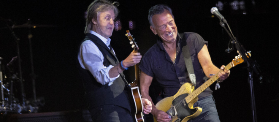 Paul McCartney y Bruce Springsteen en el festival de Glastonbury