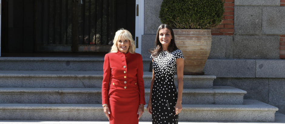 Spanish Queen Letizia during a meeting with Jill Biden on her official visit to Madrid on occasion NATO (OTAN) summit in Madrid, 27 de junio de 2022