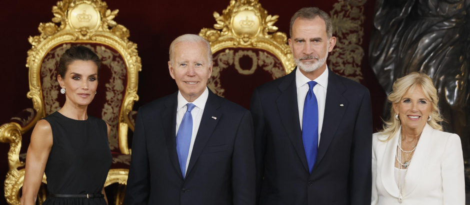 Spanish King Felipe VI and Queen Letizia Ortiz with US President Joe Biden and wife Jill Biden during oficial dinner ceremony on occassion of 32 edition of NATO (OTAN) summit in Madrid on Tuesday, 28 June 2022.