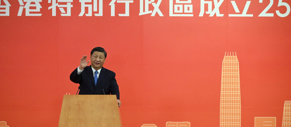 El presidente Xi Jinping durante un discurso en Hong Kong