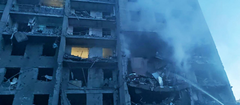 El edificio residencial de Odesa, tras el ataque