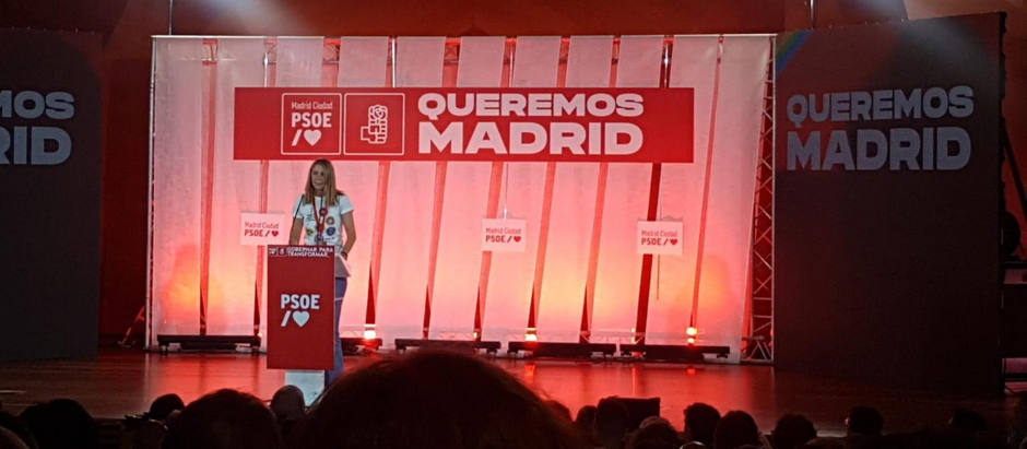 La secretaria de Política Institucional del PSOE Madrid ciudad y portavoz socialista en el Ayuntamiento de la capital, Mar Espinar, en la convención municipal del PP de Madrid