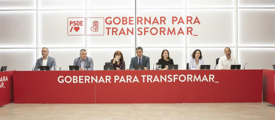 Pedro Sánchez en la reunión de la Comisión Ejecutiva Federal del PSOE